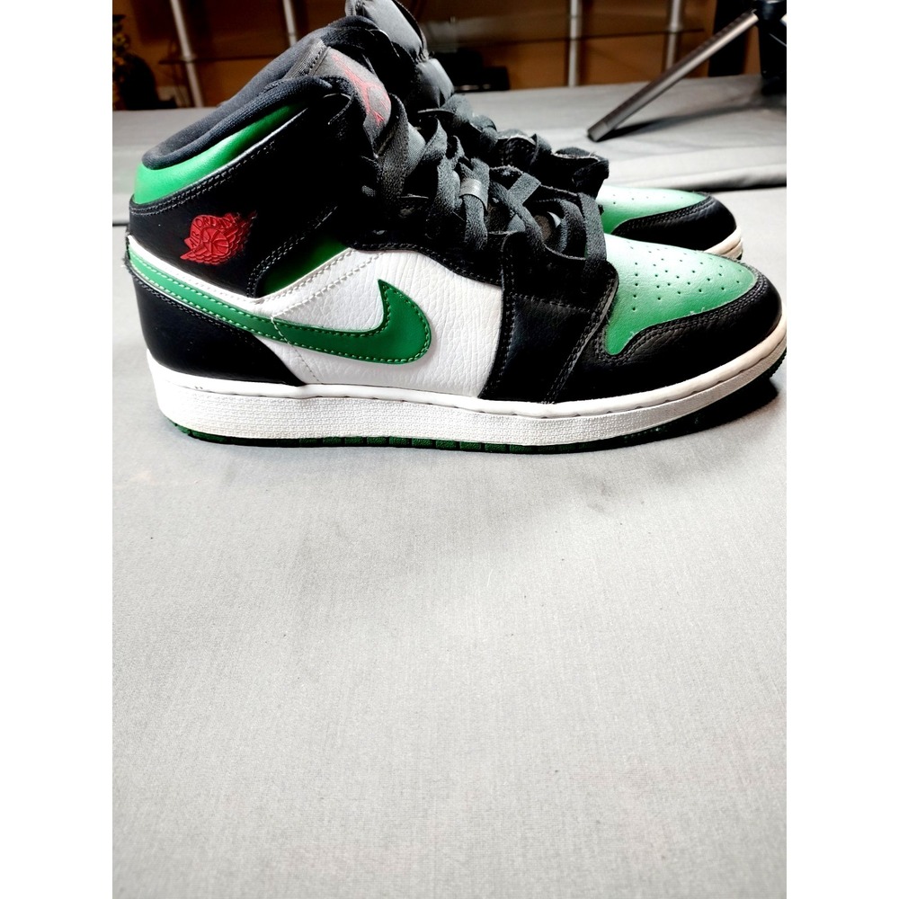 Air Jordan 1 Mid GS 7Y Black Pine Green White Gym Red 554725‑067 High‎ Tops
